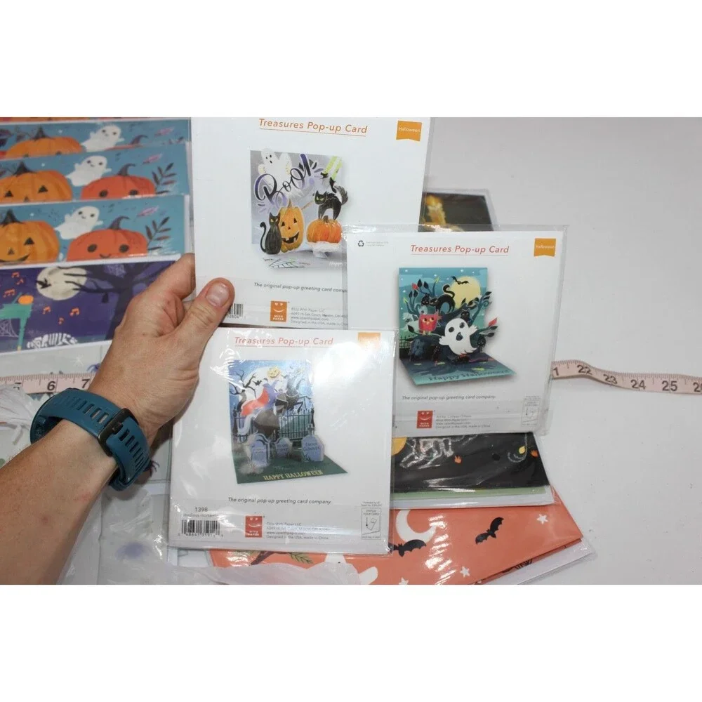 Lot of 62 Total Halloween Panoramic Pop Up Greeting Cards/Regular/Treat Bags NEW